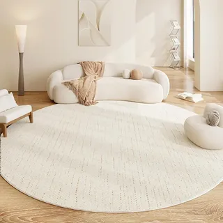 DATOPER Moderner Rutschfester Teppich, waschbarer runder Teppich, dekorativer Teppich, geeignet für Wohnzimmer, Schlafzimmer, Arbeitszimmer, etc. 80cm, cremefarben,Cremefarben,240cm