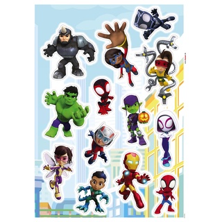 Marvel Wandtattoo - Spidey and Friends - Größe 50 x 70 cm, 13 Sticker - Spider-Man, Wandsticker, Aufkleber, Kinderzimmer