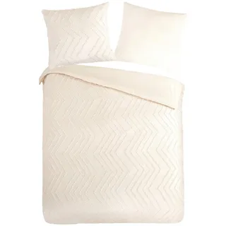 Muller Textil Bettwäsche Zigzag Offwhite 155 x 220 cm + 80 x 80 cm