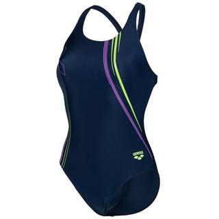 ARENA Damen Sport Badeanzug Graphic V Back, Navy-soft Green