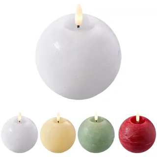Florissima LED Kugelkerze Echtwachs mit 4/8h Timer – Ø 10 cm, Flacker-Effekt – Sichere Dekoration im 2er-Set für gemütliche Wohnräume – Perfekt für Heim & Geschenk (Weiß)