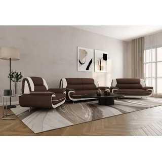 Kaiser Möbel Loungeset Wohnzimmer-Set 3-2-1 modern, Stoff Kronos, PALERMO, (3-2-1, Sitzgarnitur 3-2-1), breite Sitzflächen keine Schlaffunktion braun