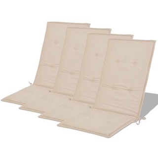 pedkit Stuhlauflagen Hochlehner 4er Set, Hochlehner Auflagen Stuhlkissen Sitzkissen Wasserdicht, mit Elastischen Band (120 x 50 x 3 cm, Creme)