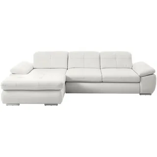 Beldomo Speed Ecksofa, Weiß, Leder, Echtleder, Rindleder, Uni, Ottomane links, L-Form, 325x195 cm, Goldenes M, Typenauswahl, Fußauswahl, Lederauswahl, Stoffauswahl, seitenverkehrt erhältlich, Bettfunktion Hocker Rückenfutter, individuell planbar, Wohnzimmer, Sofas & Couches, Wohnlandschaften, Ecksofas