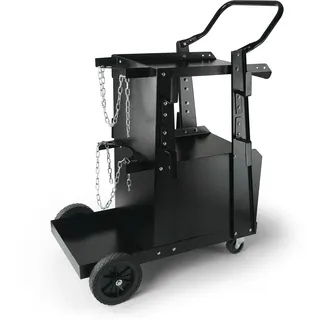 Vevor Schweißwagen 2 Ablageflächen mit Abschließbarem Schrank Schweißmobil Max. 120kg Schweßgeräte Wagen mit 2 Gasflaschenhalterung Ideal für Handschweißen Schutzgasschweißen Argon-Lichtbogenschweißen
