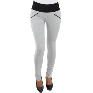Sotala Damen Legging Leggins Skinny Jeggings Hochschnitt Hochbund hoher Schnitt Röhrenhose Slim Fit Stoff Stretchhose Damenhose Treggings Hose Sport Hose Zipper Schwarz Grau - 42
