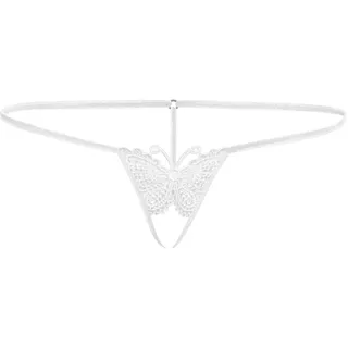 482 Damen Mini Offen Spitze String Tanga 32 34 36 38 XS S M Weiß