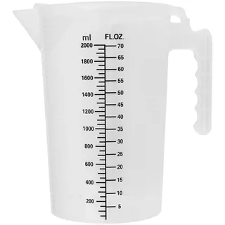 MSemis Messbecher PP-Kunststoff 500ML 1L 2L Measuring Cup BPA-frei Messkanne mit Skala Küchenhelfer Back Zubehör Transparent C 2000ml
