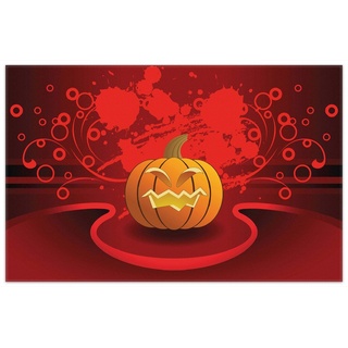Teppich Geschnitzter Halloween-Kürbis im Comic Stil, Wallario, rechteckig, rutschfest rot