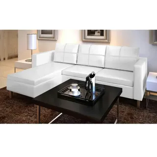 vidaXL Modulsofa 3-Sitzer Kunstleder Weiß