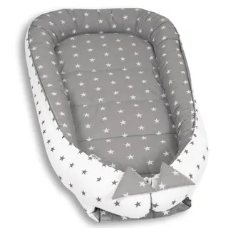 PaLulli 120x60 cm Babynest Babynestchen XXL Babykokon 2seitig 100% Baumwolle Kissen Nestchen für Babybett Reisebett für Baby und Säugling Feathers (Star)