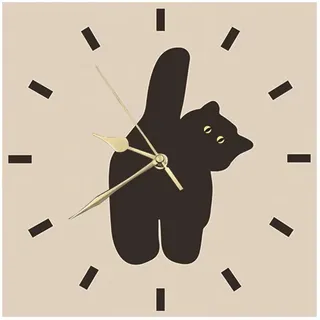 astylishome Große Wanduhren, schwarze Katze, schlichtes Kätzchen, Tier, kreativ, niedlich, leise, nicht tickende Uhr für Zuhause, Büro, Kaffee, Restaurant, Dekoration, leise 1210