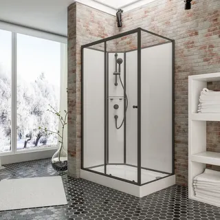 Schulte Home Ibiza Komplettdusche mit Schiebetür links 120 x 80 cm Sicherheitsglas klar hell