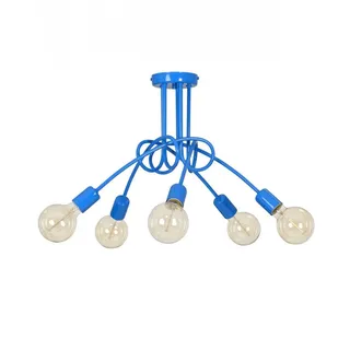 Light-Home Edison Deckenbeleuchtung Lampen Deckenlampen - Deckenlampe Industrial für Wohnzimmer Schlafzimmer und Esszimmer aus Metall - Pendelleuchte 5-Flammig - Blau