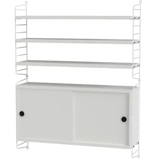 String - Wandregal mit Schrank, 78 x 100 x 20 cm, weiß / weiß