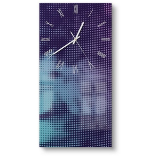 DEQORI Wanduhr 'Türkis-pinker Farbdunst' (Glas Glasuhr modern Wand Uhr Design Küchenuhr) blau|rosa 30 cm x 60 cm