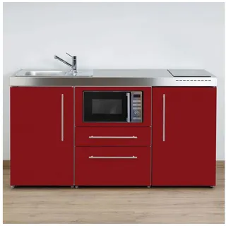 Stengel Küchenzeile 160 cm Premiumline MPM 160 A Singleküche mit E-Geräten, Kleine Kompaktküche mit Geräten rot