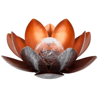 Dehner LED Solarleuchte Solarleuchte Lotus, Ø 27.5 cm, Höhe 12 cm, Metall, Kaltweiß, Warmweiß, Kunstvolle Deko-Blüte mit Leuchteffekt rot