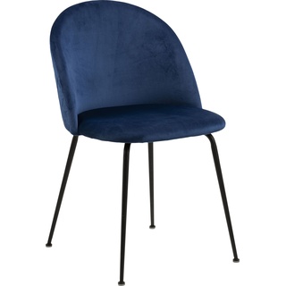 Esszimmerstuhl ANDAS "Lena" Stühle Gr. B/H/T: 50 cm x 81 cm x 54 cm, 1 Stück, Stoff, blau Esszimmerstühle Stühle bezogen mit Stoff Harlekin-Nähten, schwarze Metallbeine