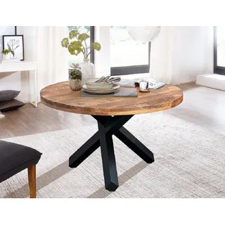Main Möbel Esstisch Tisch Massivholz "Patna" 130cm Akazie & Metall schwarz