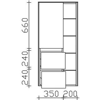 Pelipal Serie 6010 Midischrank 6010-MSR02, B:570, H:1210, T:330mm 6010-MSR02
