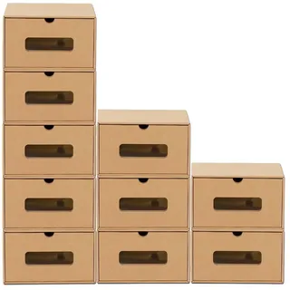 BigDean Schuhbox 10er Set mit Sichtfenster 10-tlg. braun