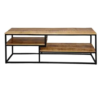 Amagohome TV Lowboard Fernsehschrank TV Bord 150 x 51 x 36 cm Metall schwarz Holzböden vollmassiv