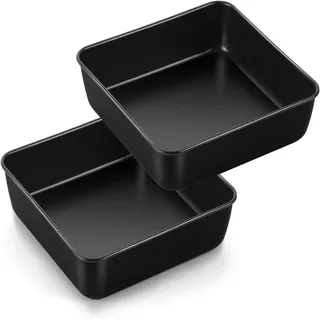 TEAMFAR Quadratisch Auflaufform 2Er Set, Edelstahl Brownie Kuchenform Eckig Mit