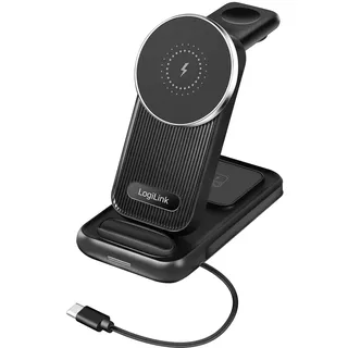 Logilink PA0292 – Wireless Ladestation 4-in-1, MagSafe kompatibel, kabellos, max. 20,5 W, schwarz