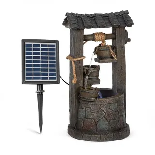 Blumfeldt Speyer Kaskadenbrunnen Gartenbrunnen 4 Stufen Akku 2,8W Solar LED Brauner Stein