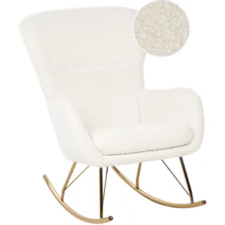 Beliani Schaukelsessel Weiß Bouclé Stoff mit Armlehnen Goldene Beine für Wohnzimmer Kinderzimmer Schlafzimmer Wohnbereich Modernes Design