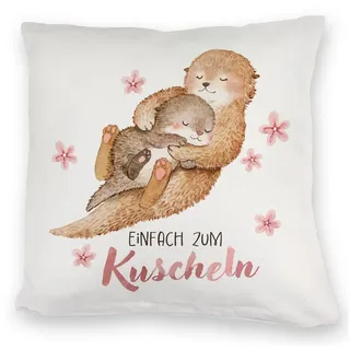 speecheese Kuschelkissen Otter Baby und Mutter 40 x 40 cm Mehrfarbig