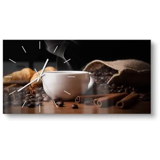 DEQORI Wanduhr 'Sinnesfreude Kaffee' (Glas Glasuhr modern Wand Uhr Design Küchenuhr) braun|schwarz