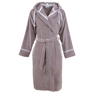 Carl Ross Unisex-Bademantel 438310, Midilänge, Velours, Kapuze, Gürtel, Midilänge braun M