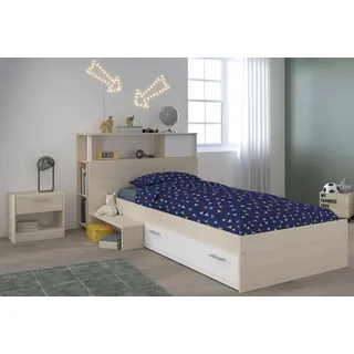 Parisot Kinderzimmer Charly 17 braun/weiß 3-teilig - bestehend aus: Bett - Anstellregal - Nachtschrank - ohne Matratze - ohne Lattenrost