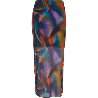 Urban Classics Langer Rock - Ladies AOP Mesh Tube Skirt - XS bis XL - für Damen - Größe L - multicolor - L