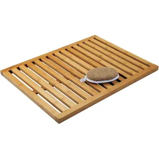 mDesign Badaccessoire-Set Bambus Badvorleger Antirutschmatte Duschvorleger rutschfest Braun mD