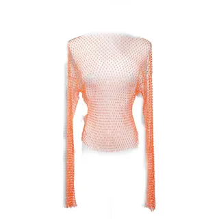 SHTGOI Strass Mesh Crop Top Netzkleidung Damen Cover Up Bikini Glitter Durchsichtiges T-Shirt Fischnetz Oberteil Glitzer Sexy Top Party Funkelnde Kleidung für Nachtclub Festival