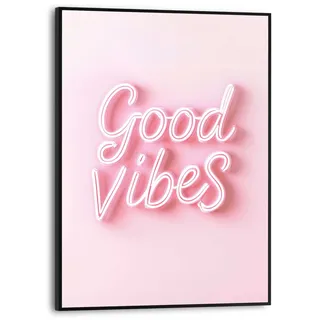 Poster REINDERS "Good Vibes", rosa (farbe bild(er): rosa), B:30cm H:40cm T:1,6cm, Bilder, Poster, Teenager Zimmer - Rosa - MDF - Sprüche - 30x40 cm