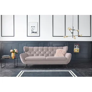 Candy 3-Sitzer 3C CANDY "Beatrice, extravagantes Megasofa, bequem, Küchensofa, Breite 225cm", rosa (altrosa), B:225cm H:94cm T:95cm, Samt-Optik (100% Polyester), Sofas, mit Rückensteppung im Rautenmuster, Samt Optik, auch in Fellimitat