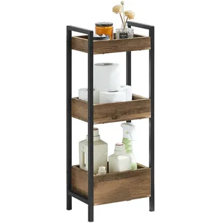 SoBuy Badregal Vintage Standregal Küchenregal mit 3 Ablagefächern Holz Metall Vintagebraun FRG226-F