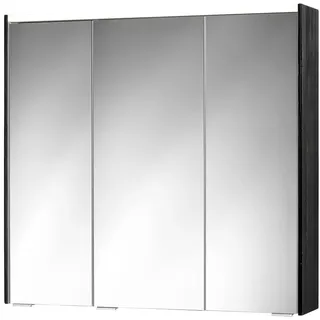 Sieper Spiegelschrank KHX mit LED Beleuchtung 80 cm breit, Badezimmer Spiegelschrank aus MDF | Holzdekor Dunkel