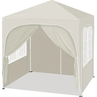 Woltu Pavillon, mit 4 Seitenteilen, 2x2 m, mit 4 Seitenwänden, höhenverstellbar, mit Tragetasche weiß