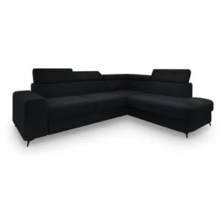 masseno Eckcouch Polyester 3-Sitzer Schwarz