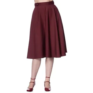 Banned A-Linien-Rock Di Di Plain Burgunder Retro Vintage Swing Skirt rot XS