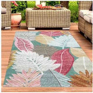 Carpetia Outdoorteppich Wetterfester Outdoor-Teppich mit buntem Blumenmuster und Creme, rechteckig rechteckig | 140 cm x 200 cm