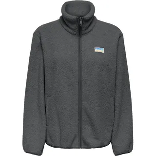 Plüschjacke ONLY "ONLEVA LIFE TEDDY JACKET CC OTW", Damen, Gr. XS, grau (magnet), Plüsch, Obermaterial: 100% Polyester, unifarben, regular fit normal, Jacken, Kunstfaser