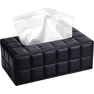 Taschentuchbox aus Leder, rechteckig, Deckel, Taschentuchbox aus Leder, Servietten-Aufbewahrungsregal für Zuhause, Büro, Bürowagen (Schwarz)