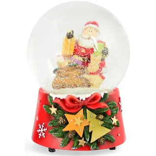 RIFFELMACHER & WEINBERGER Schneekugel Spieluhr Schneekugel 'Weihnachtsmann mit Hase' 14 rot