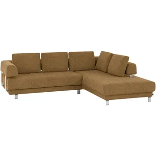 Stylife Ecksofa, Honig, Metall, Uni, 5-Sitzer, Füllung: Polyurethan (Pur), Ottomane rechts, L-Form, 277x235 cm, Goldenes M, Typenauswahl, Fußauswahl, Stoffauswahl, seitenverkehrt erhältlich, Hocker Rücken echt, individuell planbar, Wohnzimmer, Sofas & Couches, Wohnlandschaften, Ecksofas
